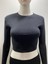 Siyah Darkalıp Parmak Geçmeli Spor Body Crop Bluz 2