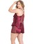 Kadın Büyük Beden Bordo Saten Babydoll Şort Takımı 2