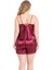 Kadın Büyük Beden Bordo Saten Babydoll Şort Takımı 2