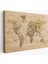 Ahşap Görünümlü Dünya Haritası Ayrıntılı ve Dekoratif Kanvas Tablo 1810 1