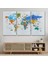 Türkçe Dünya Haritası Dekoratif Kanvas Tablo Ülke-Başkentli Öğretici ve Sembollü 2334 3
