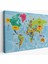 Türkçe Dünya Haritası Sembollü ve Okyanuslu Dekoratif Kanvas Tablo 2472 1