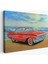 Kızmızı Retro Araba Yağlıboya Görünüm Dekoratif Kanvas Duvar TABLOSU-3499 1