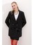 Kadın Siyah Çift Düğmeli Çizgili Blazer Ceket 0699 2