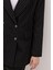 Kadın Siyah Çift Düğmeli Çizgili Blazer Ceket 0699 4