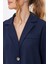 Kadın Lacivert Çift Düğmeli Oversize Crop Keten Ceket 0706 4