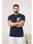 Bisiklet Yaka Önü Baskılı Pamuklu Likralı Basic Regular Fit T-Shirt 2