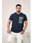 Bisiklet Yaka Önü Baskılı Pamuklu Likralı Basic Regular Fit T-Shirt 3