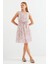2501 Desenli Sıfır Kol Şifon Elbise - Pembe 2