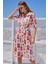 2499 Desenli Viskon Elbise - Ekru 4
