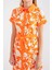 2455 Desenli Gömlek Elbise - Turuncu 5