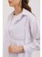 20217 Cep Detaylı Çizgili Oversize Gömlek - Beyaz 3