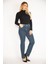 Kadın Lacivert Arka Kemer Lastikli 5 Cepli Kot Pantolon 65N35149 1