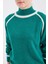 15879 Çizgili Oversize Triko Kazak - Zümrüt Yeşili 4