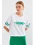 4322 Baskılı Oversize Basic Tişört - Beyaz 1
