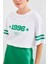 4322 Baskılı Oversize Basic Tişört - Beyaz 5