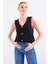 15881 Düğmeli Kısa Triko Yelek - Siyah 1