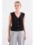 15882 Düğmeli Kısa Triko Yelek - Siyah 1