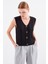 15882 Düğmeli Kısa Triko Yelek - Siyah 2