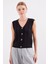 15882 Düğmeli Kısa Triko Yelek - Siyah 3