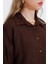 Kadın Kahverengi Oversize Keten Alt Üst Takım 6622 4