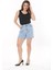 Kadın Büyük Beden Mavi Yıkama Efektli 5 Cepli Kot Şort 65N37823 2