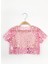 Pembe Yıldız Baskılı Kız Çocuk Tül Crop 1