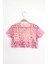 Pembe Yıldız Baskılı Kız Çocuk Tül Crop 2