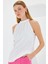 0489 Halter Yaka Örme Bluz - Beyaz 1