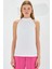 0489 Halter Yaka Örme Bluz - Beyaz 2