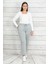 Kadın Gri Beli Lastikli Cepli Spor Pantolon 65N20399 1