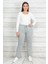 Kadın Gri Beli Lastikli Cepli Spor Pantolon 65N20399 3