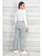 Kadın Gri Beli Lastikli Cepli Spor Pantolon 65N20399 5