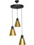 Trend Modern Tasarım Cafe Mutfak Salon Siyah - Gold Renk 3 Lü Avize 1