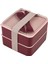 Double Kare Iki Katlı Lunch Box Beslenme Saklama Kutusu - Bordo 1