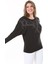 Kadın Büyük Beden Siyah Taş Detaylı Yarasa Kol Bluz 65N37804 4