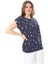 Kadın Büyük Beden Lacivert Pamuk Kumaş Etek Ucu Lastikli Düşük Kollu Bluz 65N37895 2