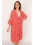 Kadın Kırmızı Dantel Detaylı Dokuma Viskon Kumaş Elbise 65N33209 4