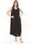 Kadın Büyük Beden Siyah Yan Boy Ayarlı Kolsuz Uzun Elbise 65N37885 4