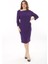 Kadın Büyük Beden Mor Likralı Krep Kumaş Astarlı Gizli Fermuarlı Elbise 65N37656 3