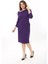 Kadın Büyük Beden Mor Likralı Krep Kumaş Astarlı Gizli Fermuarlı Elbise 65N37656 5