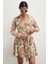 Godeli Desenli Elbise Kahve 3