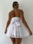 Beyaz Elegant Sparkle Straplez Fiyonk Detaylı Mini Elbise 3