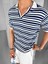 Oversize Yarım Pat Yaka Fileli Esnek T-Shirt Lacivert Beyaz 3