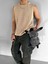 Oversize Örme Sıfır Kol T-Shirt Bej 1