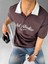 Oversize Fit Esnek 3 Düğmeli Polo Yaka Pamuklu T-Shirt Kahverengi 1