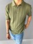 Slim Fit Polo Yaka Esneki Triko T-Shirt Yeşil 1