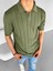 Slim Fit Polo Yaka Esneki Triko T-Shirt Yeşil 2