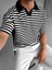 Oversize Yarım Pat Polo Yaka Çizgili T-Shirt Beyaz - Siyah 4