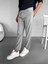 Slim Fit Carrot Kesim Paraşüt Kumaş Lastikli Pantolon Gri 4